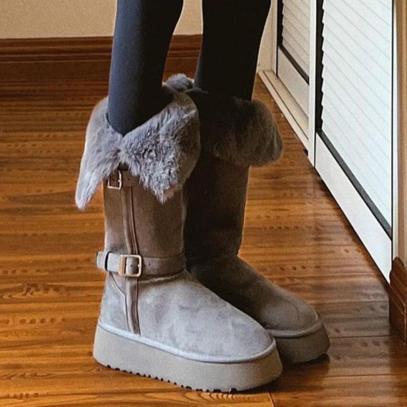 Women's Padded Thickened Warm Non-tired Feet Thick Soles Heightened Comfortable Waterproof Non-slip Casual Martin Snow Boots Cotton Shoes