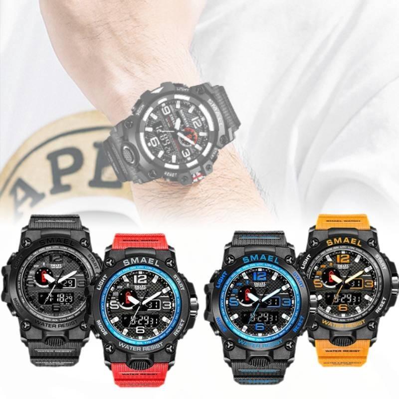 Rugged Smael Men's Military Watch Luminous Alarm Sport Wristwatch Durable 50m Waterproof
