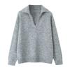 European and American Women's Fashion Simple Lapel Pullover Sweater