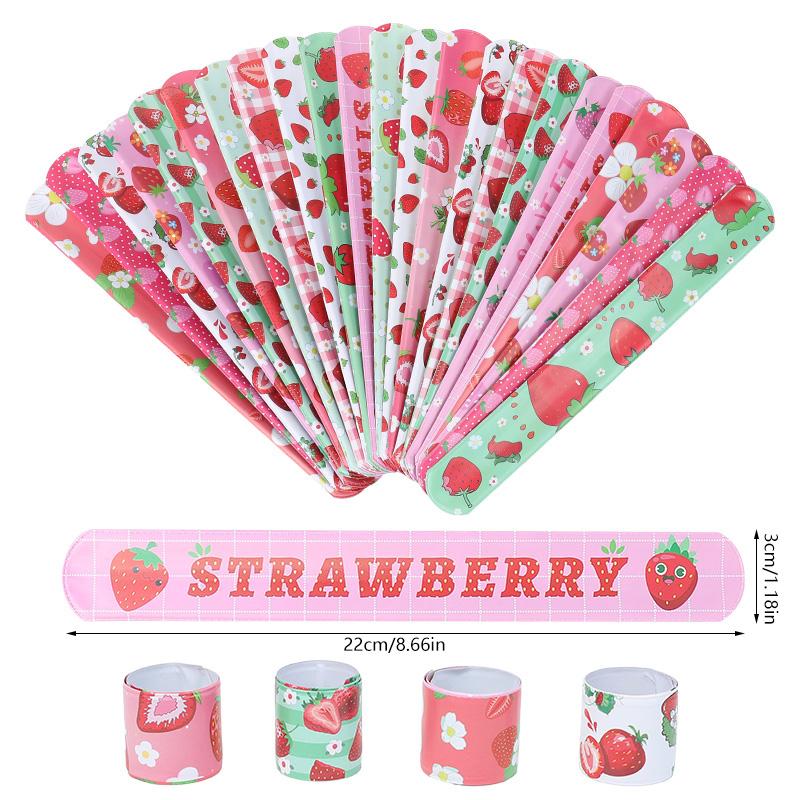 12Pcs Strawberry Sweet Fruit Slap Bracelets for Kids Girl Birthday Party Favors Guests Gift Pinata Fillers Toy Baby Shower