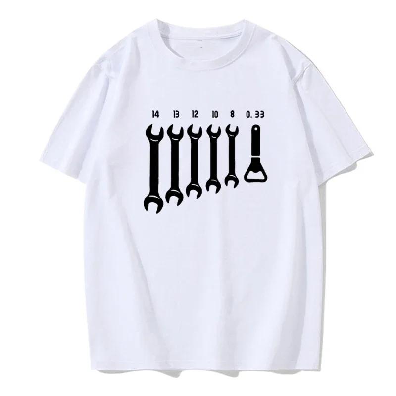 Vintage Screw Wrench Opener Mechanic T-Shirts Men Car Fix Engineer Cotton Tee Short Sleeve Funny T Shirts Top Tee Men's Clothes