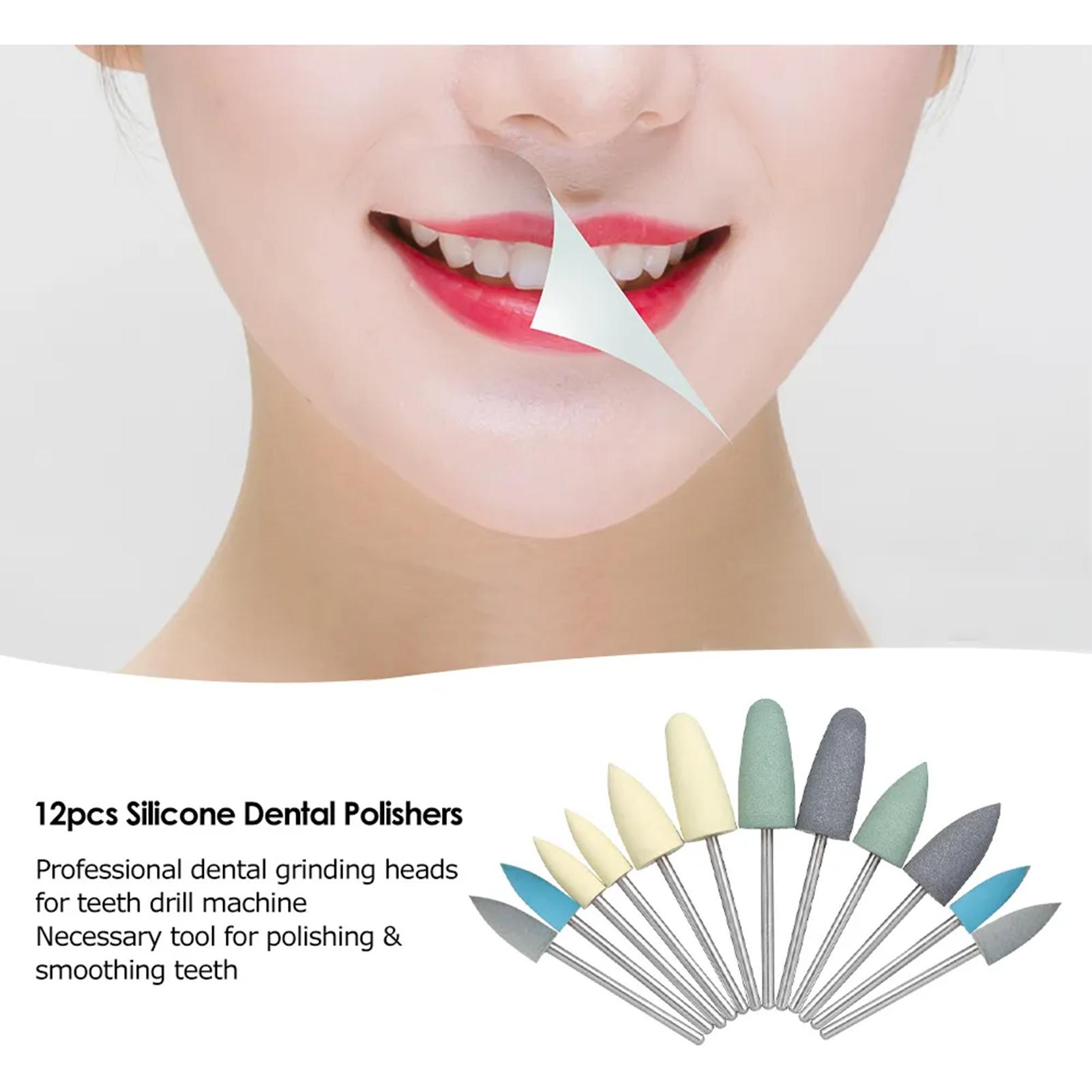 

12 шт. Силиконовые полировальные боры Стоматологические низкоскоростные шлифовальные головки Стоматологическое оборудование Полировка и сглаживание зубов Стоматологическое