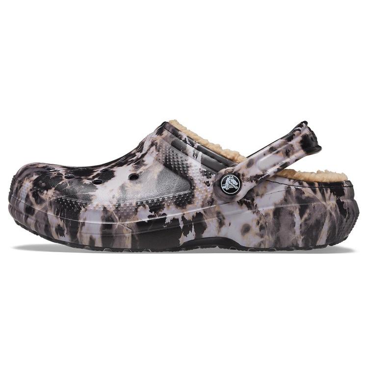 Crocs Classic Lined Bleach Dye Clogs Black White Beige Unisex 207299-001 EU 36-37