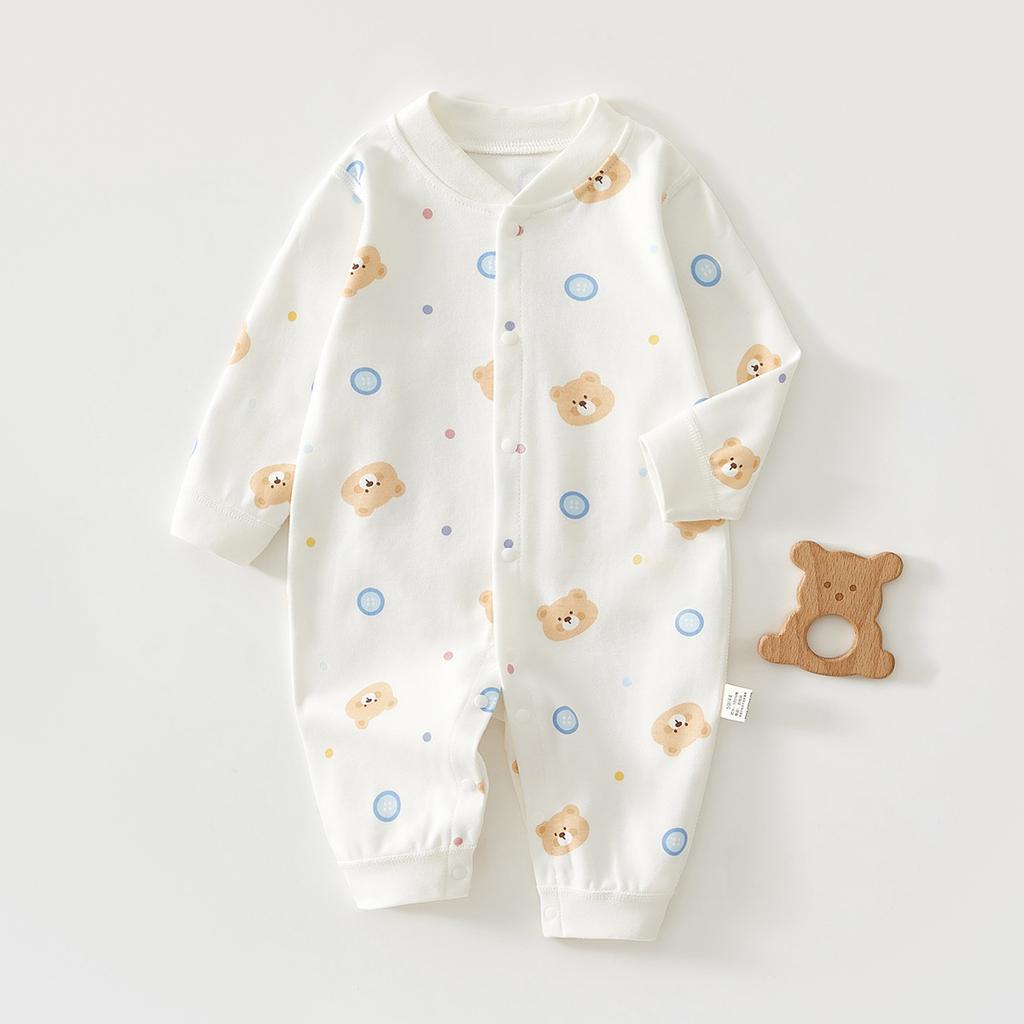 Baby Cotton Romper Long Sleeve Newborn Infant Onesie Spring Autumn Soft Pajamas Crawling Suit for Boys and Girls