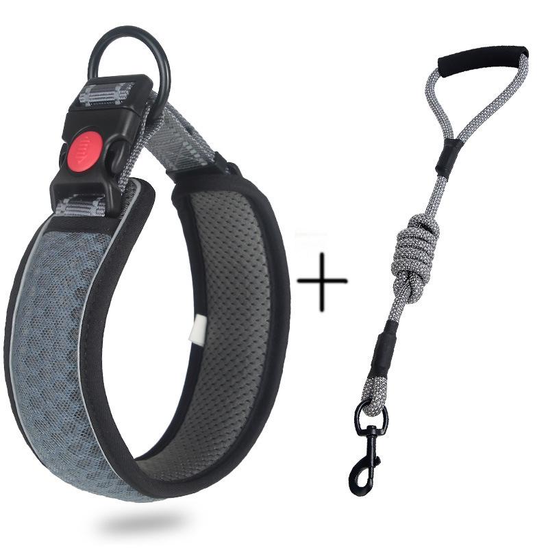 Regulowana, odblaskowa, oddychająca obroża spacerowa dla psa z siatki o strukturze plastra miodu