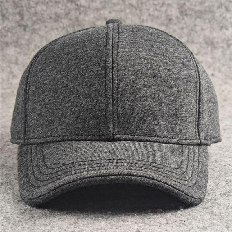 Solid Color Simple Baseball Cap Hard Top Not Soft Collapse Big Head Circumference Men's Hat Autumn and Winter European and American Style Cap Casual