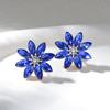 Vintage Light Luxury Colorful Diamond Sunflower Ear Clips High End Crystal Earrings Elegant Evening Party Jewelry