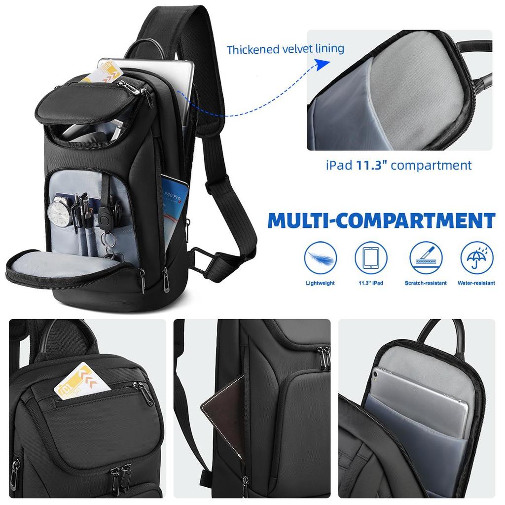Heroic Knight Sling Bag Business Portable Crossbody Bag Waterproof Men's Shoulder Bags Anti-theft Male Travel Short Trip Chest Bag For 11 Inch iPad