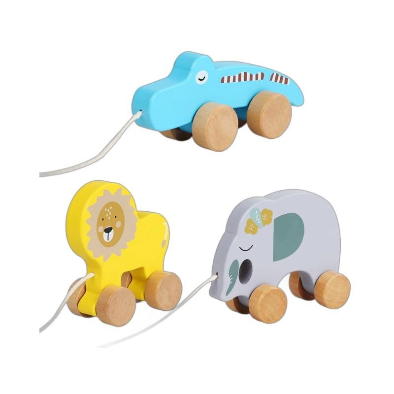 Holz Kinder Tier Anhänger Baby Cartoon Raupe Löwe Elefant Krokodil Kleinkind Spaß Lernspielzeug