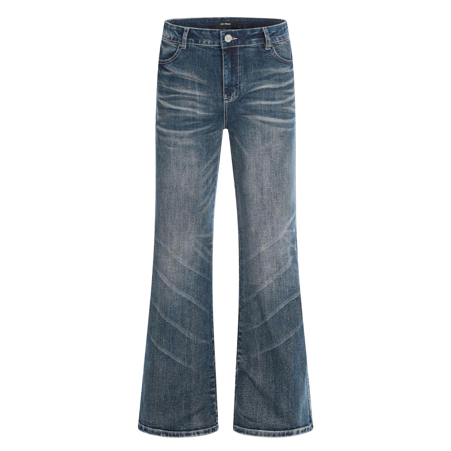 

11KN Retro Cat Whisker Flare Jeans - Spicy Girl Style, Slimming 3D Effect, Casual Vibe, Long Pants Extra Small