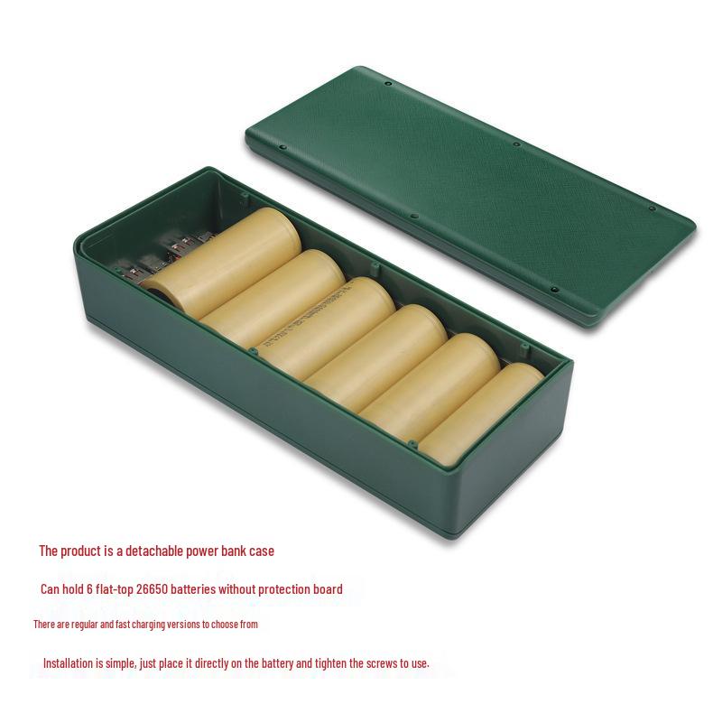 Solderless 6-Cell 26650 Battery Box Quick Charge PD Power Bank Shell Kit