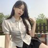 White JK waist shirt women's summer new design sense niche short unique chic short-sleeved top trendy
