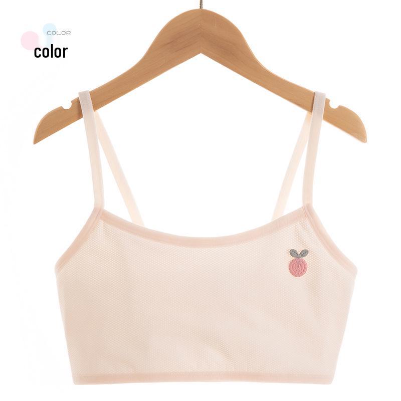 Breathable Strapless Girls' Training Bra - Summer Mesh Vest Style for Middle School Students