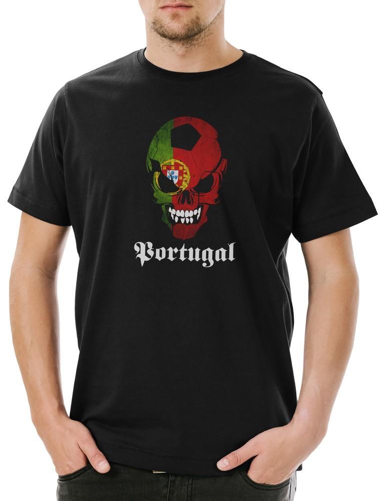 Classic Football Portugal Skull Flag Men's T-Shirt Soccer Hooligan Skull