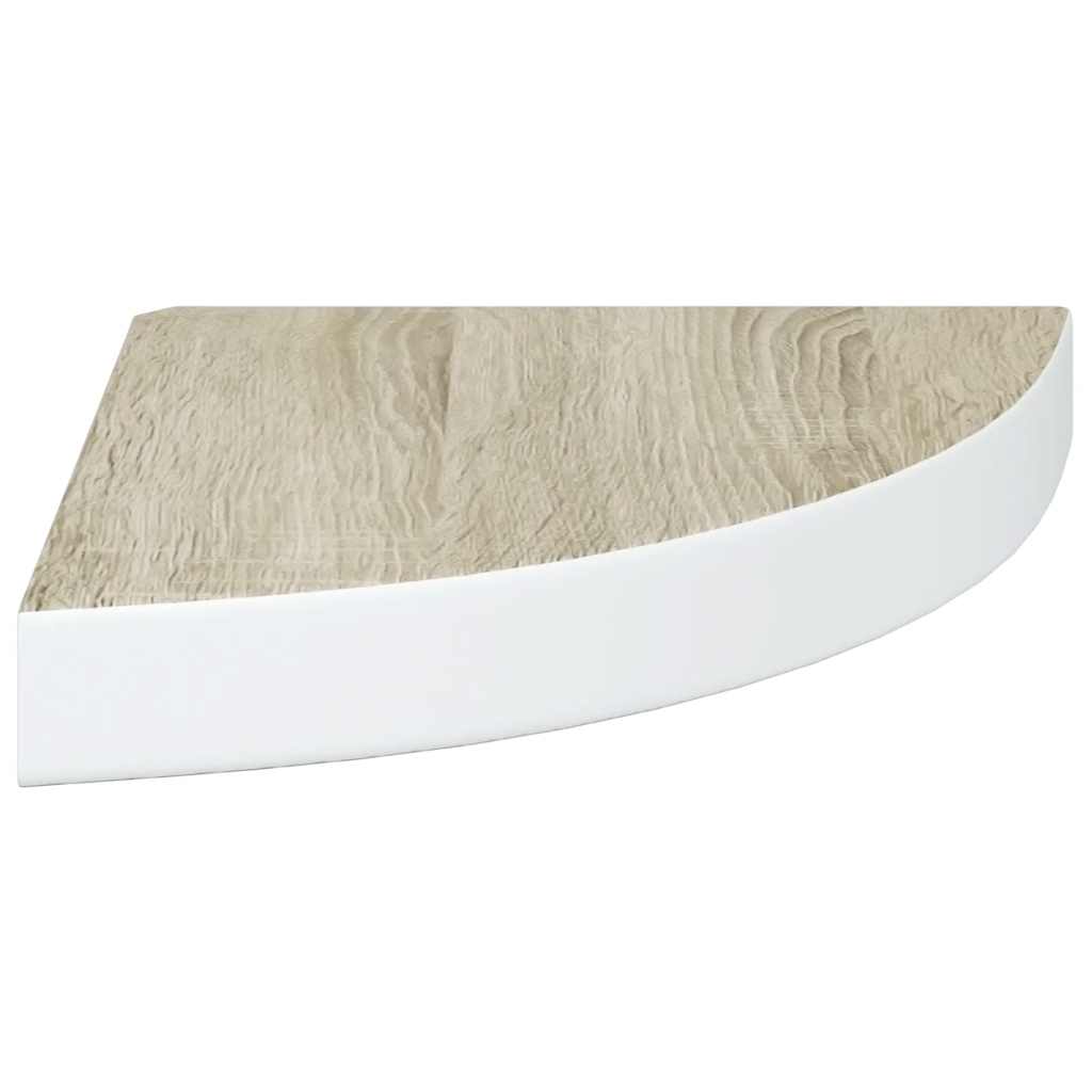 Corner Floating Shelves Set of 4 Oak & White Finish 25 x 25 x 3.8 cm MDF