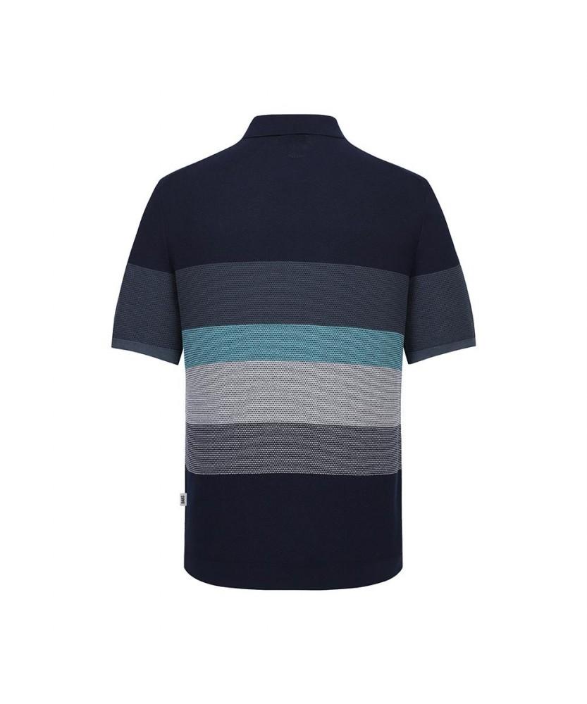 Dagseusyeocheu Color Block Short Sleeve Collared Knit Navy_Dls1Swts108N1