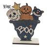 Natural Craftsmanship Gifts Cute Halloween Black Cat Pumpkin Skull Decor, Vintage Boo Wooden Sturdy Decorative Accents Signs, Tabletop Decoration for