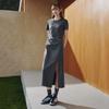 FILA Original Split Goddess Skirt III Fashion Simple Classic Retro Elegant Relaxed Casual Versatile Comfortable Short Sleeve Dress F51W629304FGY