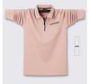 Men's Plus Size Cotton Zipper Long Sleeve Polo with Turn-Down Collar for Autumn and Winter