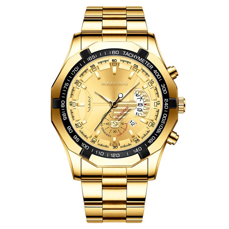 Large Dial Men's Watch with Creative Calendar and Steel Band, Non-Mechanical Oversized Design