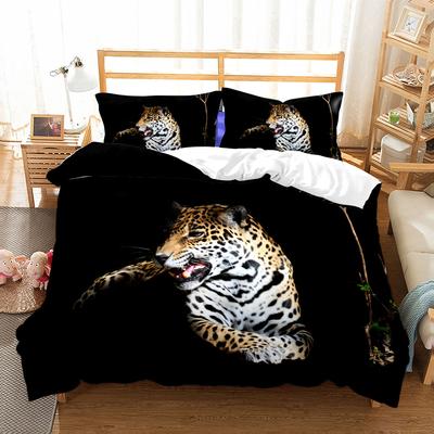 3D Editorial Leopard Duvet Cover Set UK Single Double Queen US Twin Full King Size Animal Bed Linen Set