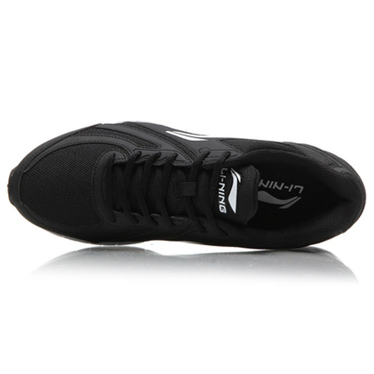 Li Ning Lightweight Breathable Fabric Synthetic Leather Non-Slip Wear-Resistant Low-Top Running Shoes Men Sneakers Black White ARBL037-7