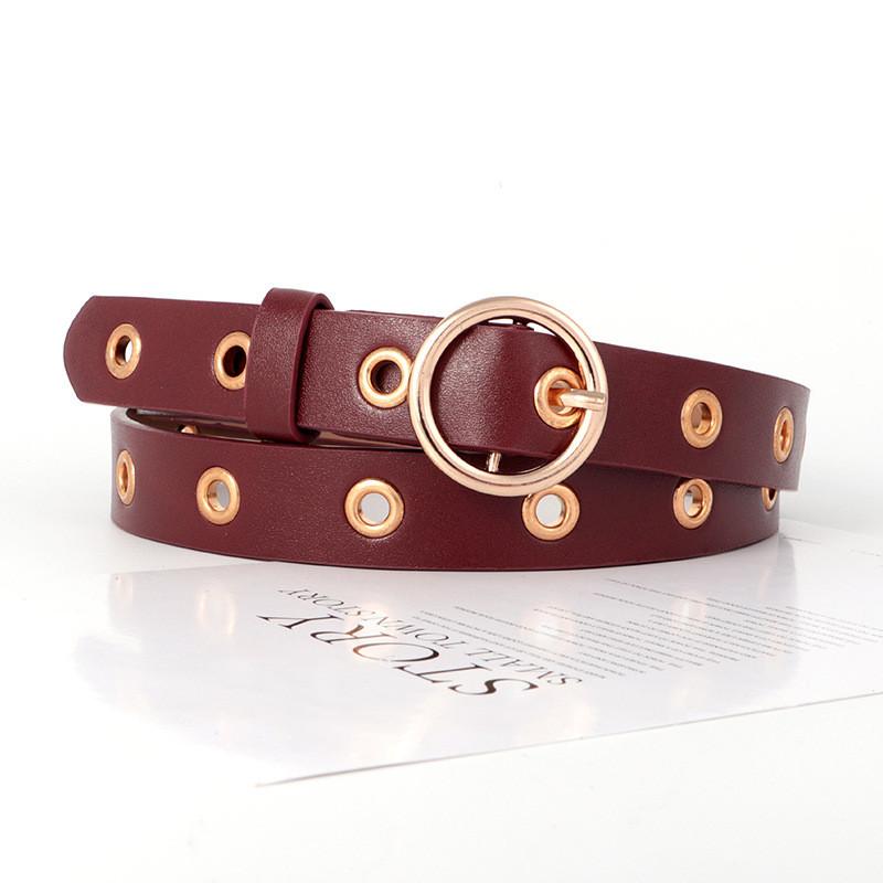 Versatile Pu Leather Belt For Women With Punching Detail And Buckle Metal