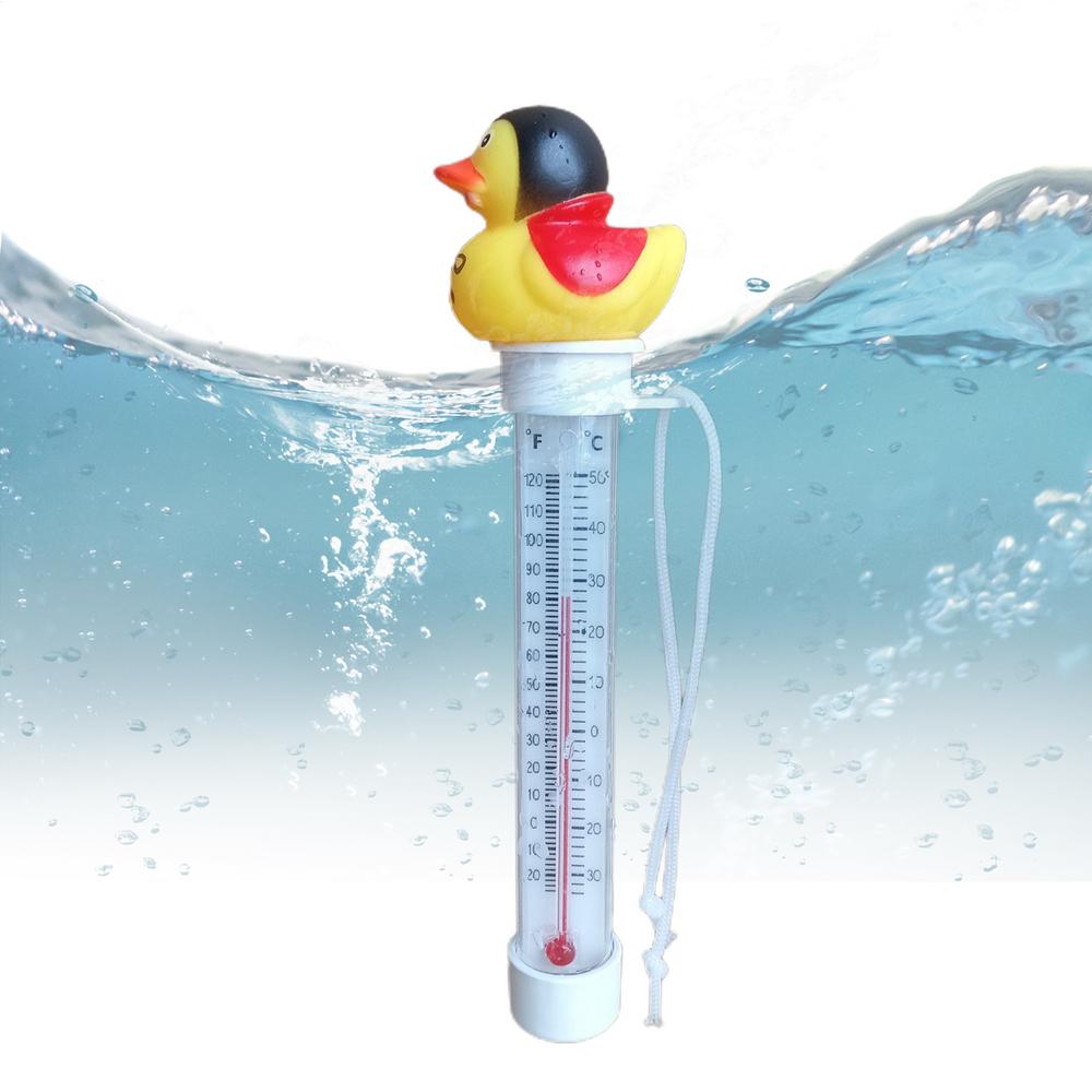 Teploměr do bazénu Plovoucí kachnička Měřič teploty vody Snadno čitelný Plovoucí měřicí zařízení s provázkem Pro bazén