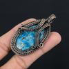 Neon Blue Apatite Gemstone Pendant 999 Copper Wire Wrapped Jewelry, Handmade Antique Pendant Jewelry, Gift For Mother