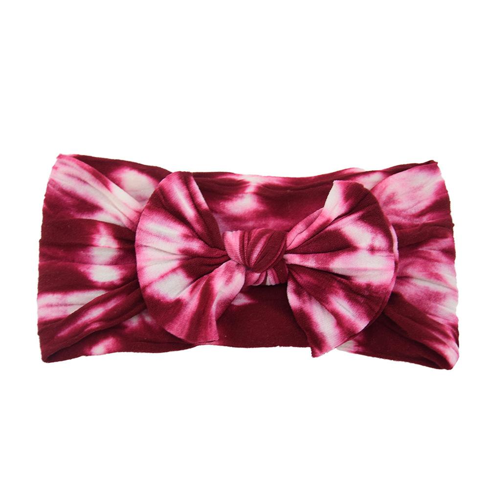 Baby Hair Accessories Tie-Dye Nylon Bow Children'S Headband Super Soft Wide Headband Baby Stockings Headband