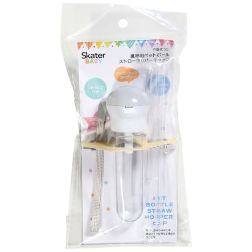 Skater PET Bottle with Straw Cap, 350ml/500ml, with Carrying Case, Gray x White, PSHC5S-A