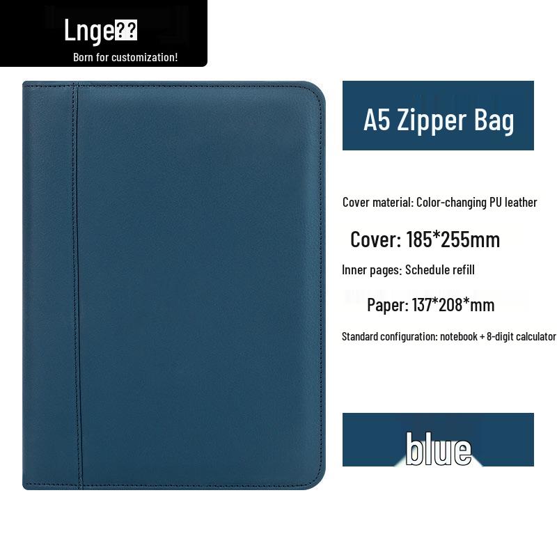 A5 Retro Leather Zipper Binder: Multifunctional Loose-leaf Notebook with Detachable A6 Section