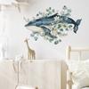 Cartoon Hand-Painted Whale Flower Leaf Wall Sticker Self-Adhesive for Bedroom Living Room Wall Decoration