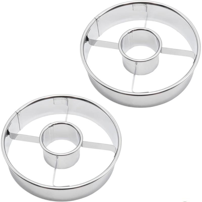 

Набор из 2 шт. Формочки для пончиков из нержавеющей стали Профессиональный инструмент для выпечки для равномерной выпечки, жарки выпечки, бубликов и печенья