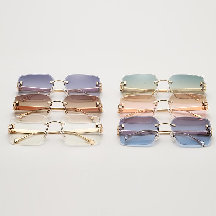 European & American Frameless Gradient Sunglasses: Trendy Large Metal Frames