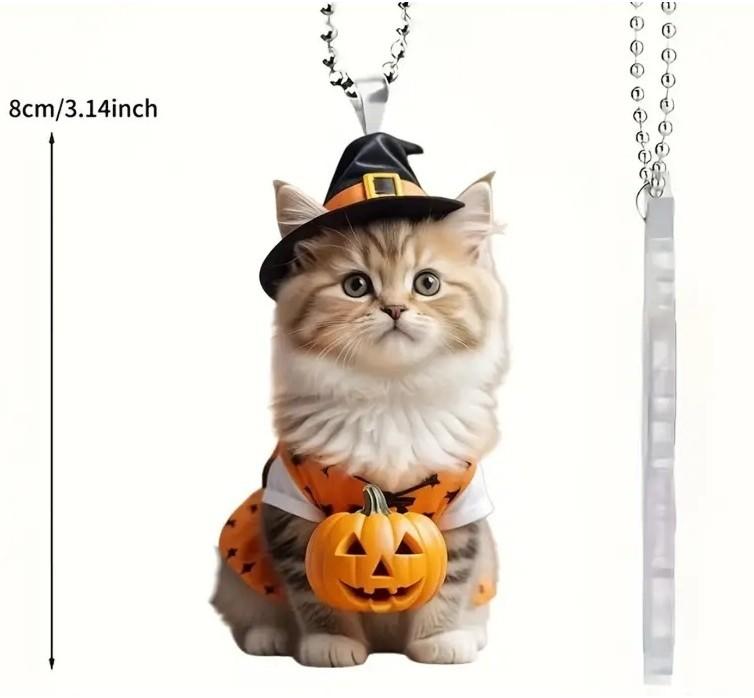 

Мультяшный Яркий Акриловый Тыква Кот Украшение для Автомобиля Идеально Подходит Для Стильного Декора Транспортного Средства