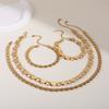 GEMCHIC Women's 18K Gold Plated Stainless Steel Heart Hollow Necklace Bracelet Set Geometric Chain Fashion Jewelry