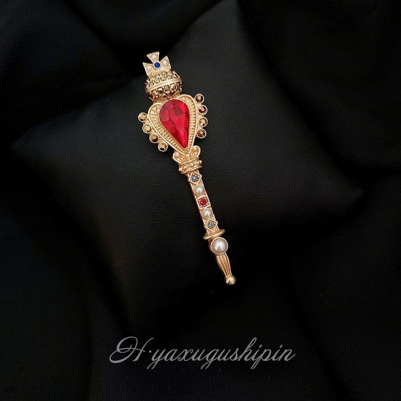 

Plain Gold Baroque Cross Magic Stick Brooch Fashion Corsage Coat Retro Pin Coat Accessories Women Default