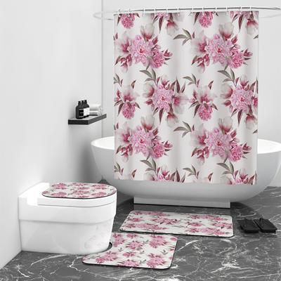 Digital Printing Shower Curtain Flower Series Pongee Waterproof Shower Curtain Bathroom Curtain