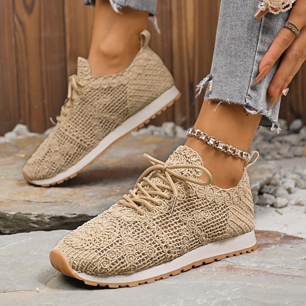 Fashion New Spring 2025 fashionable solid-color mesh sportswear and casual women's shoes with shallow mouth, flat bottom and round toe