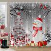 Merry Christmas Bathroom Curtains Snowman Christmas Tree Gift Red Truck Polyester Fabric Washable Shower Curtain Bathroom Decor