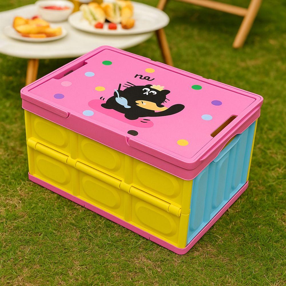 Cartoon Folding Storage Box Cat Pattern Stackable Crate Portable Storage Box Trunk