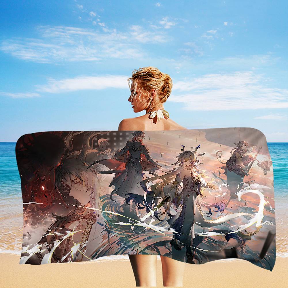 A-Arknights Microfiber Blanket Quick Drying Beach Towels Oversized Printing Super Absorbent Pool Towel Blanket