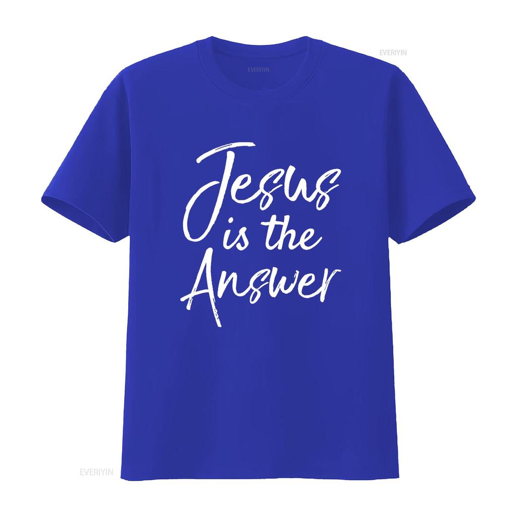 Christian Quote for Women Cute Jesus Is the Answer T Shirt Black X Large Vintage Washed Streetwear Comfortable