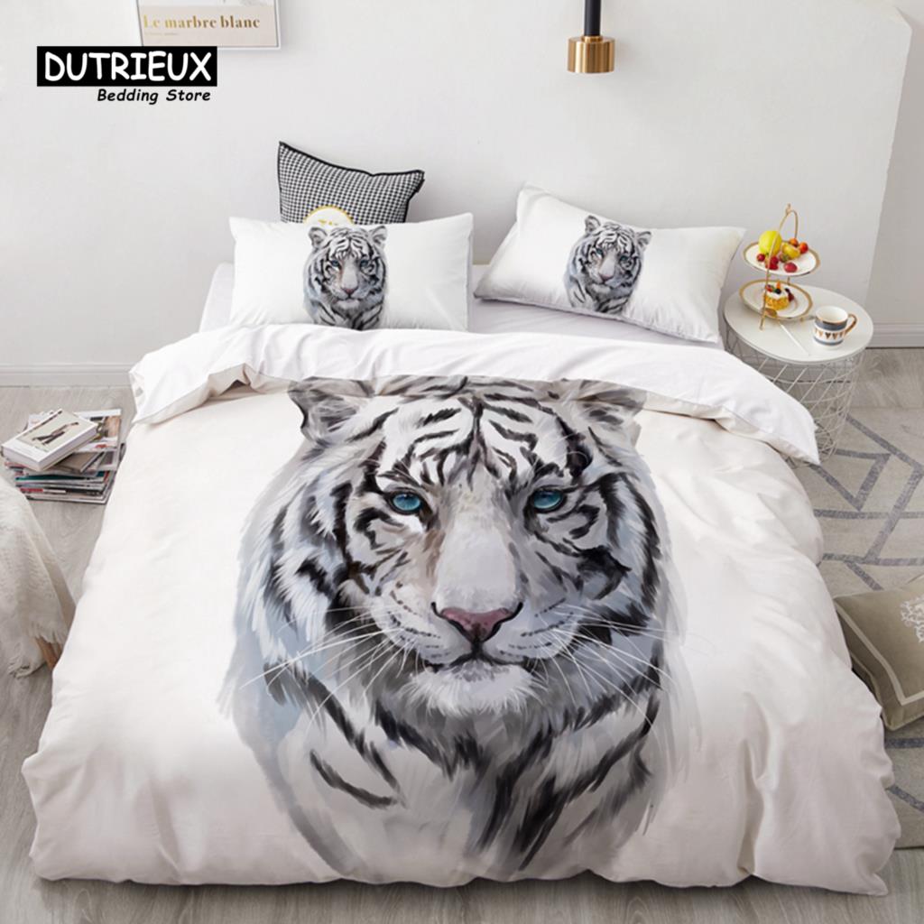 3D Wolf Space Duvet Cover Tiger Lion Animal Pattern Bedding Set Light And Dark Meet Wolf Moon Comforter Cover With Pillowcases