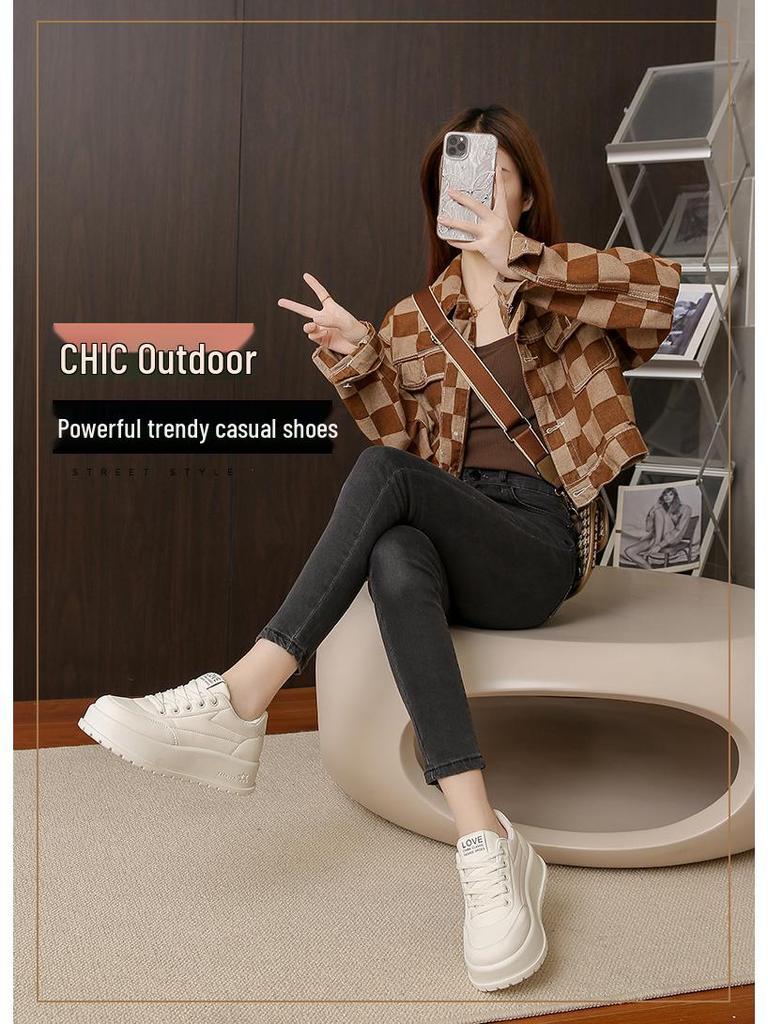 2025 Korean Style White Casual Women's Sneakers - Spring Versatile Street Snap KT2812-1