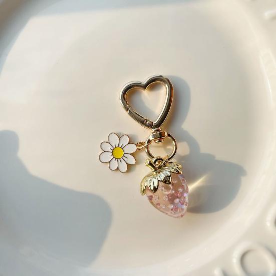 Dívčí přívěsek na klíče Jahoda Přívěsek ve tvaru srdce Přívěsek na klíče Taška na klíče Přívěsek na klíče Peněženka Ornament Příslušenství do auta