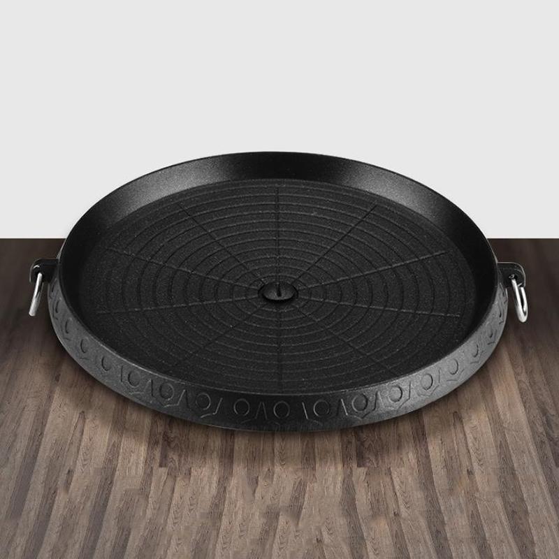 32Cm Maifan Stone Charcoal Grill Pan Round Outdoor Picnic Garden Party Terrace Beach Korean Bbq Plate Non-Stick Aluminum Tray