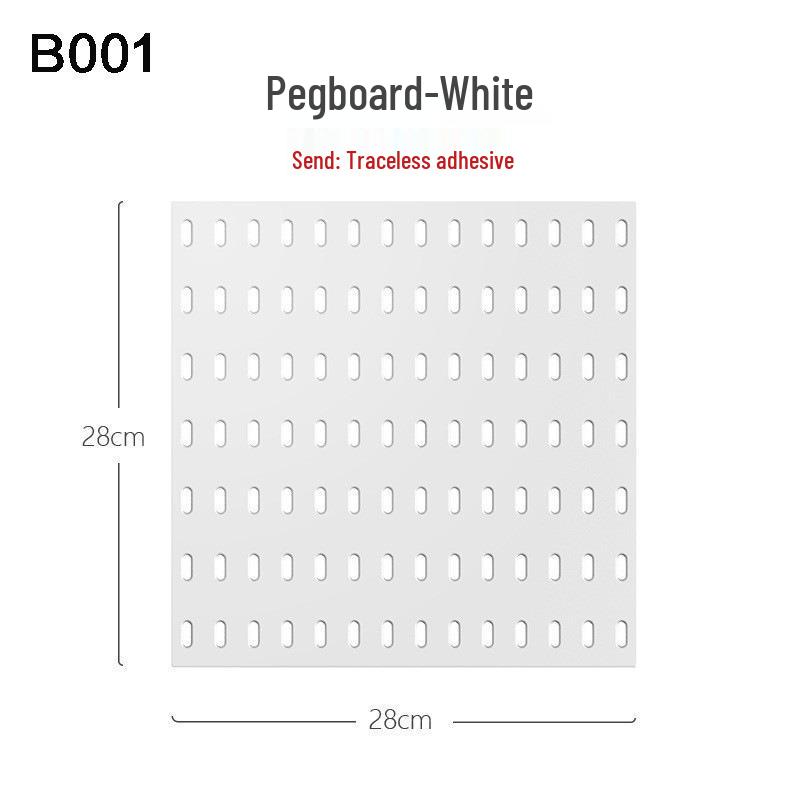 Nail-Free Self-Adhesive Pegboard: Extra-Large Storage Shelf with No-Drill Hooks for Kitchen or Bathroom Walls