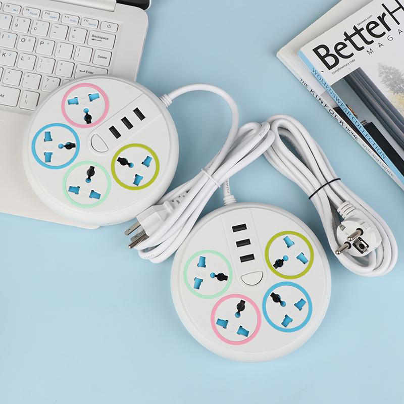 AB Fişli Evrensel Güç Şeridi Tip-C 2 USB Portlu 4 Yollu AC Priz Uzatma Priz Soketi Şarj Elektrik Soketi